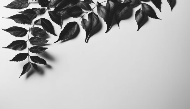 Фото Элегантный силуэт лиственных ветвей на белом фоне