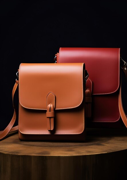 Elegant Leather Bags on black