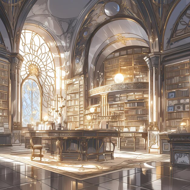 Photo elegant library a haven for book lovers