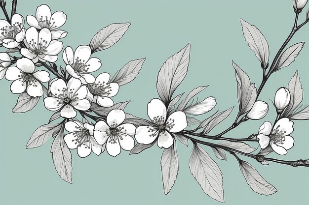 Foto elegante disegno di un ramo di fiori di ciliegio primaverile per inviti e biglietti