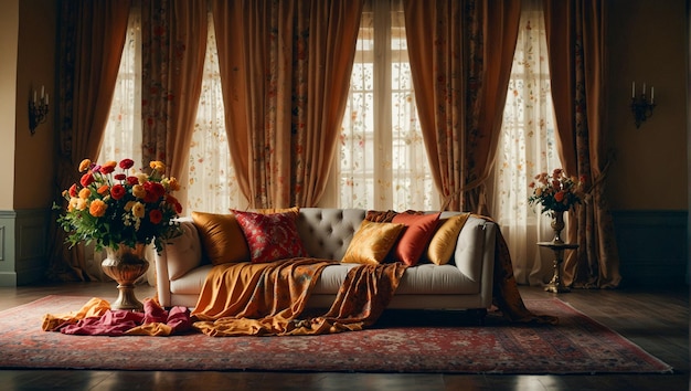 Photo elegant living room with luxurious decors for eid celebration