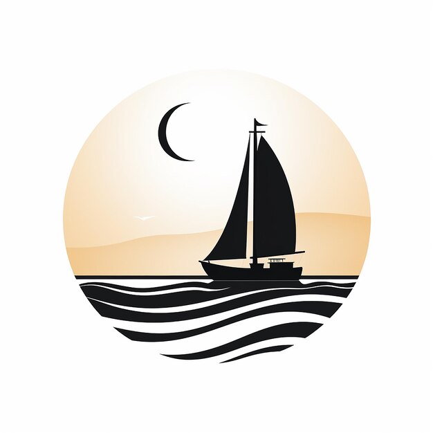 Photo elegant logo of waves lifting a boat