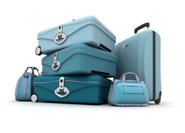 Elegant looking baggage in different tones of blue