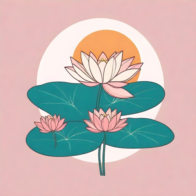 Photo elegant lotus hand drawn illustration