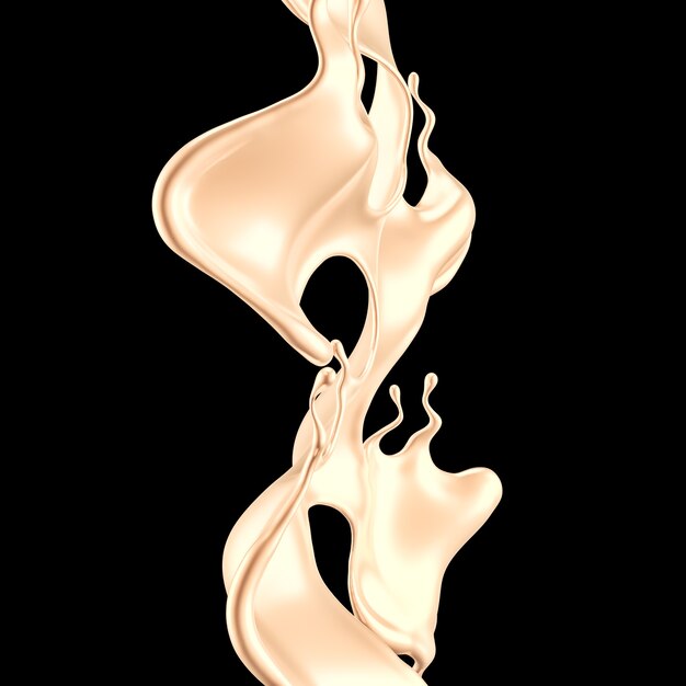 Elegant, luxury splash of gold liquid. 3d illustration, 3d rendering.