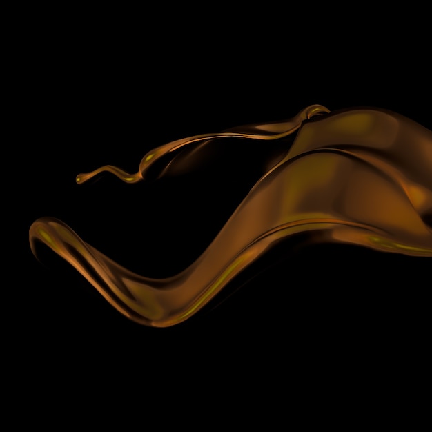 Elegant, luxury splash of gold liquid. 3d illustration, 3d rendering.