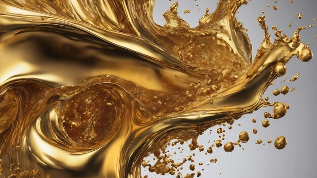 Elegant luxury splash of gold liquid 3d illustration 3d rendering