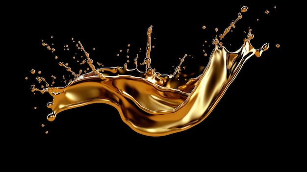 Elegant luxury splash of gold liquid Black background