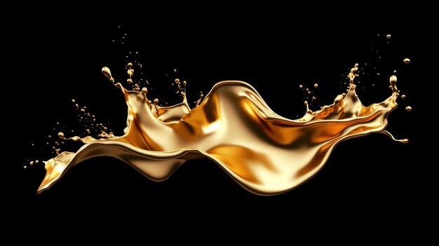 Elegant luxury splash of gold liquid Black background