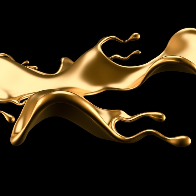 Elegant, luxury splash of gold liquid. 