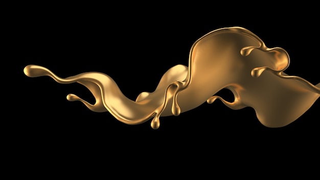 Elegant, luxury splash of gold liquid. 