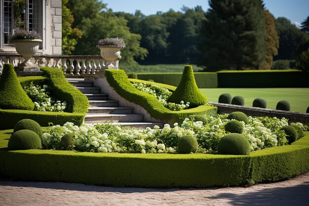 Photo elegant lyse formal french garden with manicured hedges