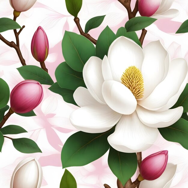 Foto elegant magnolia blossom vector hd illustratie in prachtige 4k resolutie