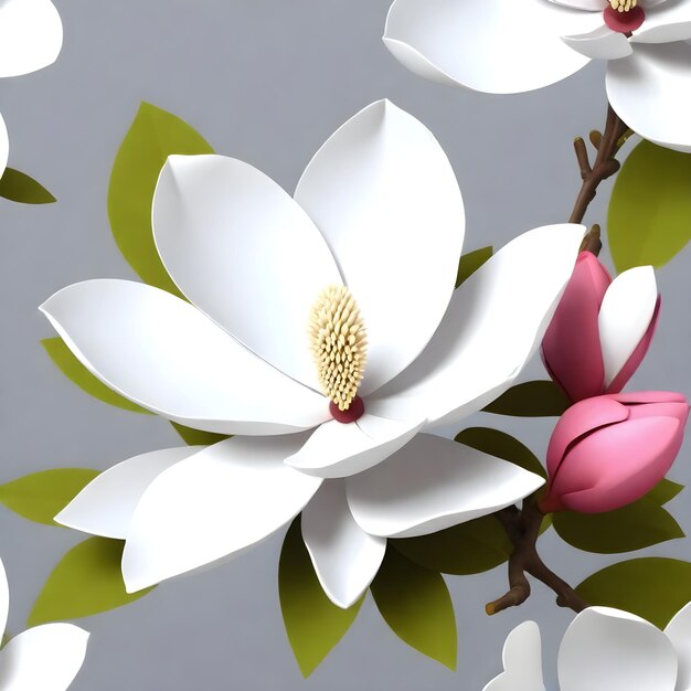 Elegant Magnolia Blossom Vector HD Illustration in Stunning 4K Resolution