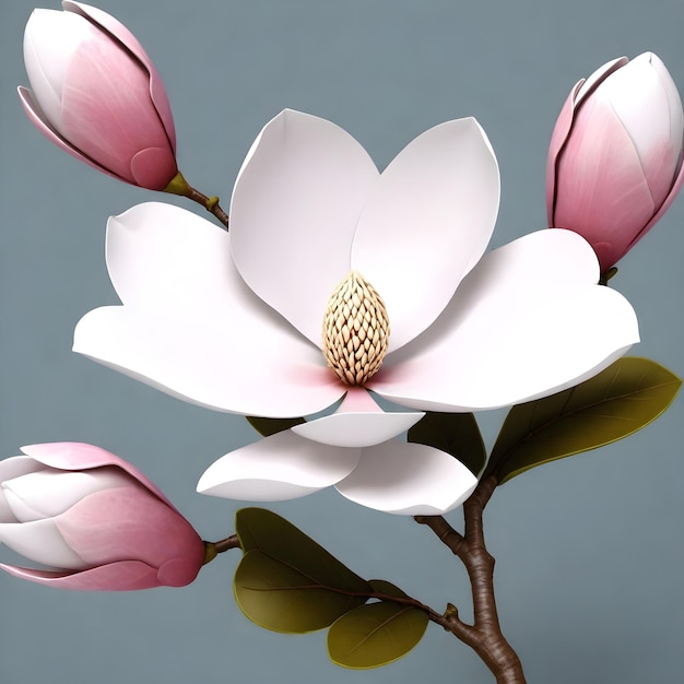 Elegant Magnolia Blossom Vector HD Illustration in Stunning 4K Resolution