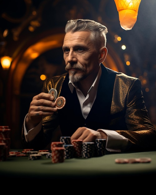 Photo an elegant man professional casino gambler