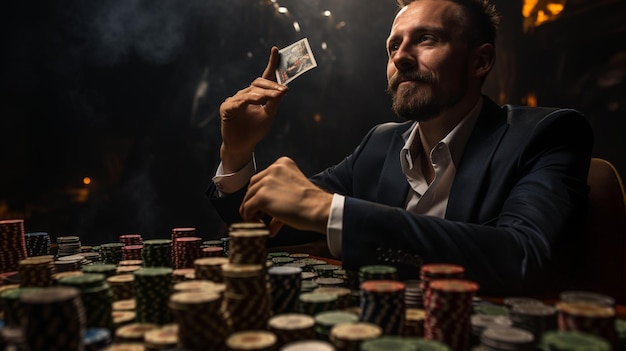 Photo an elegant man professional casino gambler