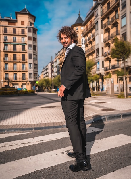 Elegant man with black suit