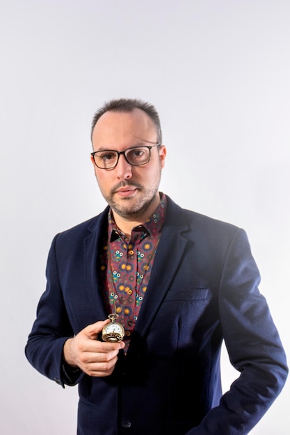 Elegant man with a golden pocket watch