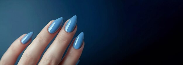 Elegant Manicured Hands with Blue Polish