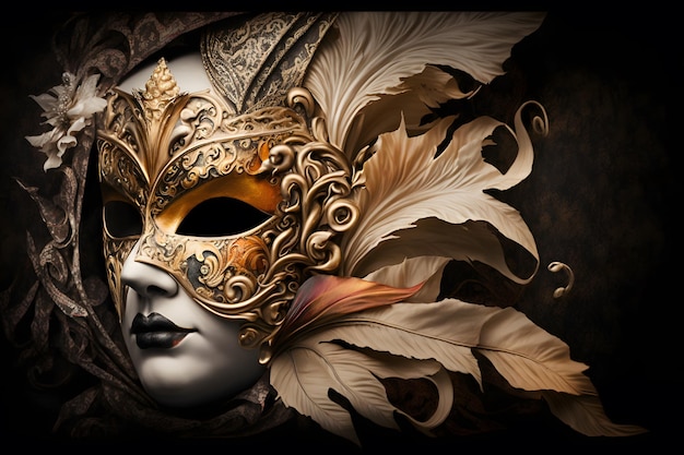 Elegant mask of venetian carnival 3d render