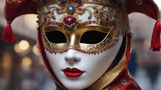 Foto elegante maschera del carnevale veneziano