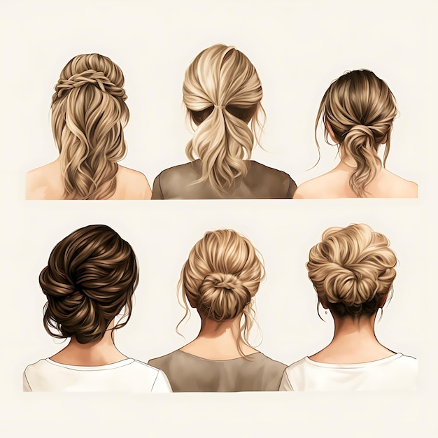 Photo elegant messy bun hairstyle casual style sandy blonde hair color sea creative concept idea design