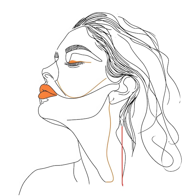 elegant minimalist line art of a woman in profile