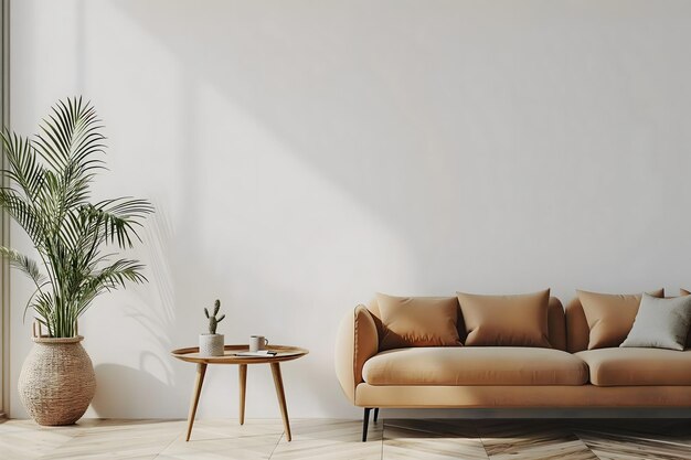 Elegant Minimalist Living Room with Neutral Tones and Natural Elements