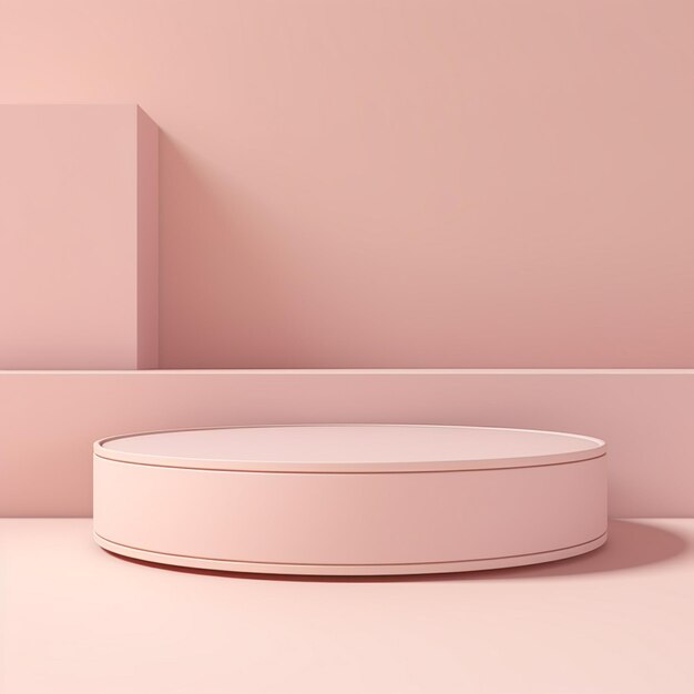Elegant minimalist pink podium in a minimalist room for presentation or product display