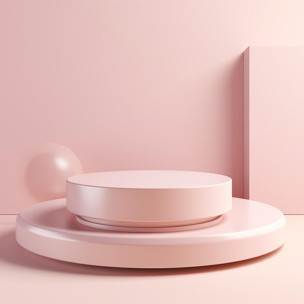 Photo elegant minimalist pink podium in a minimalist room for presentation or product display