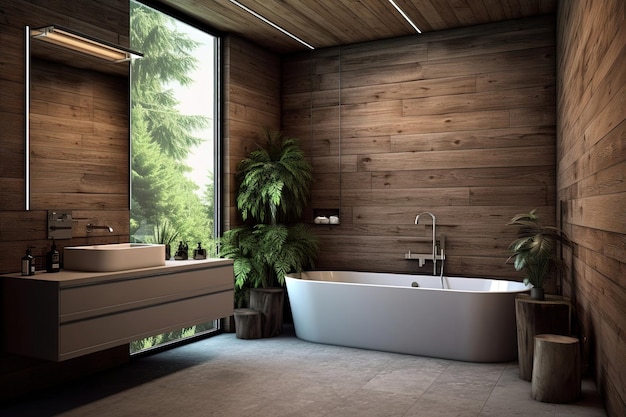 Photo elegant modern bathroom with minimalist wall