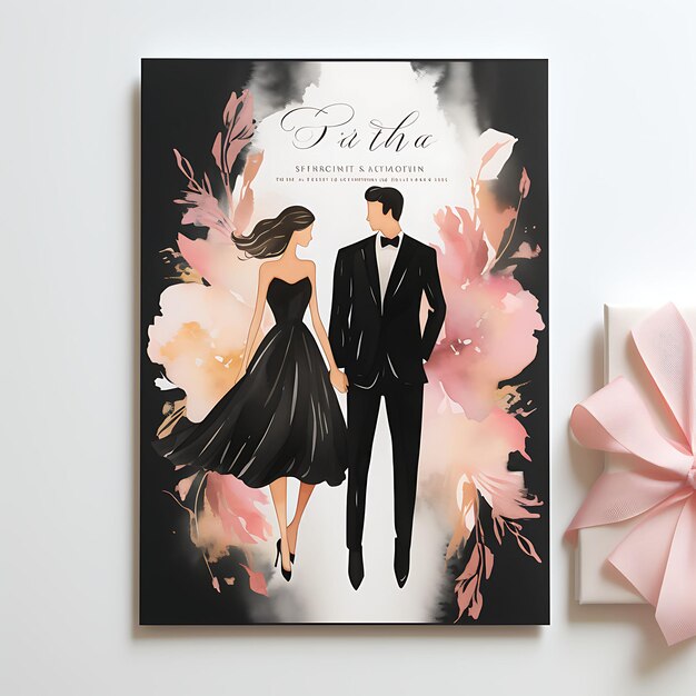 Photo elegant and modern invitation card designs watercolor illustrations typography and concept cards