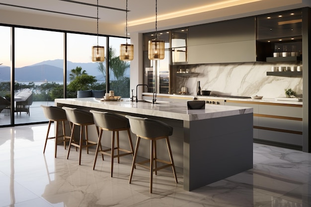 Elegant Modern Kitchen with Mountain ViewxA