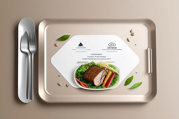 Foto elegante idea di progettazione di mockup di vassoio di carta per pasti moderni