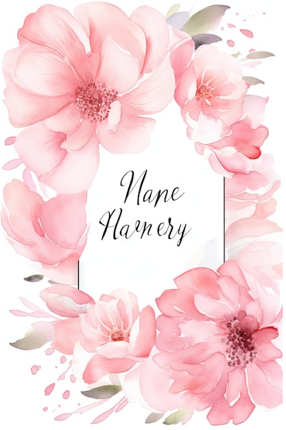 Elegant Mother's Day Greeting Card with Blush and White Watercolor Frame on a Simple White Background