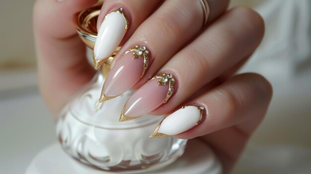 Elegant nail art photography deep pinkbeige hues ai created