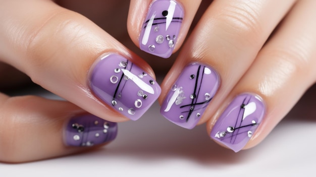 Photo elegant nails and trendy manicure showcase beauty sophistication and creativity in modern nail art offering a glimpse into the world of stylish and meticulously adorned fingertips