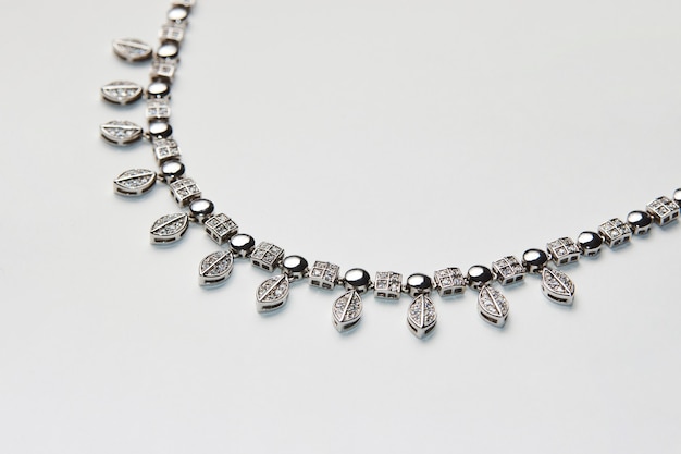 Elegant necklace with diamonds isolated