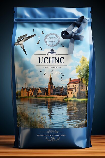 Foto elegant nederlandse gin tumbler glas hering windmolen blauwe tonen poster s trending achtergrond layout