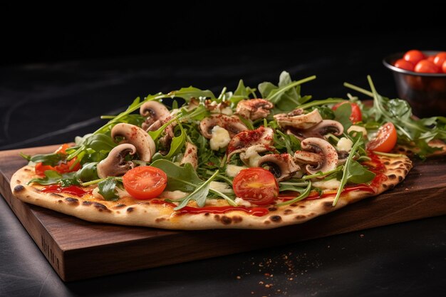 Elegant Octopus Pizza with Arugula Garnish