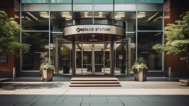 An Elegant Office Building Entrance A Background