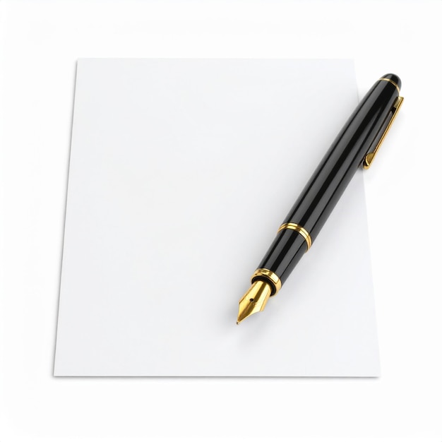 elegant office ink pen over white background
