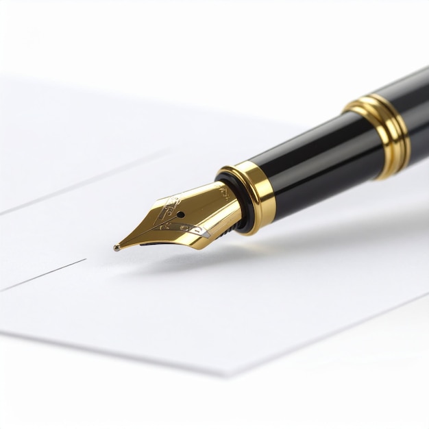 elegant office ink pen over white background