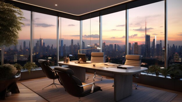 An elegant office space with an uninterrupted view AI generated