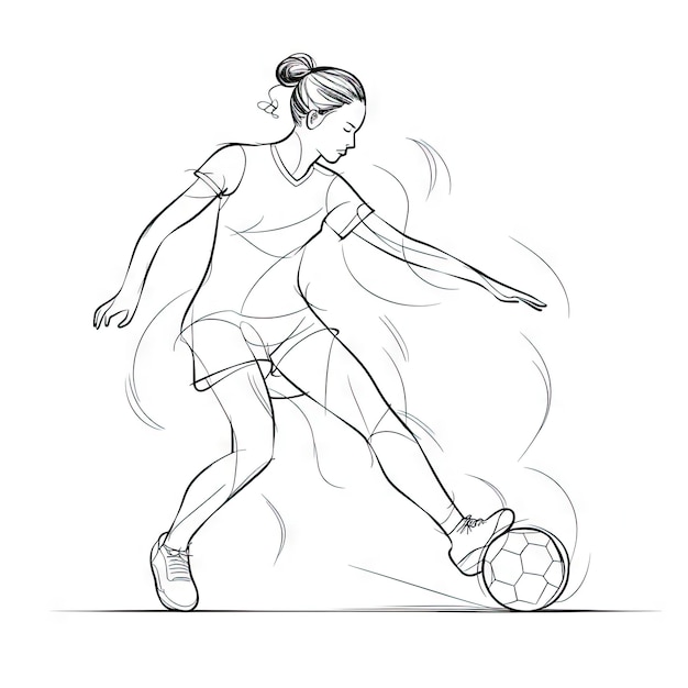 Elegant OneLine Drawing of a Soccer Player Kicking the Ball