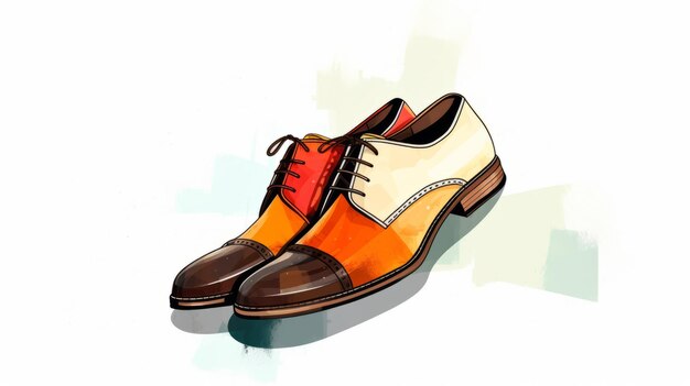 Элегантные оранжевые туфли - запасная и мужская иллюстрация рисунка