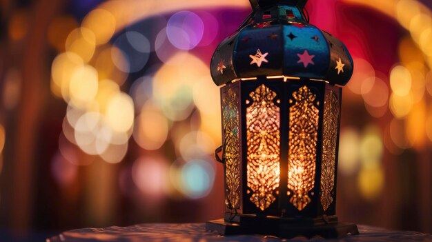 Elegant Oriental Lantern Shines Bright Against Night Sky