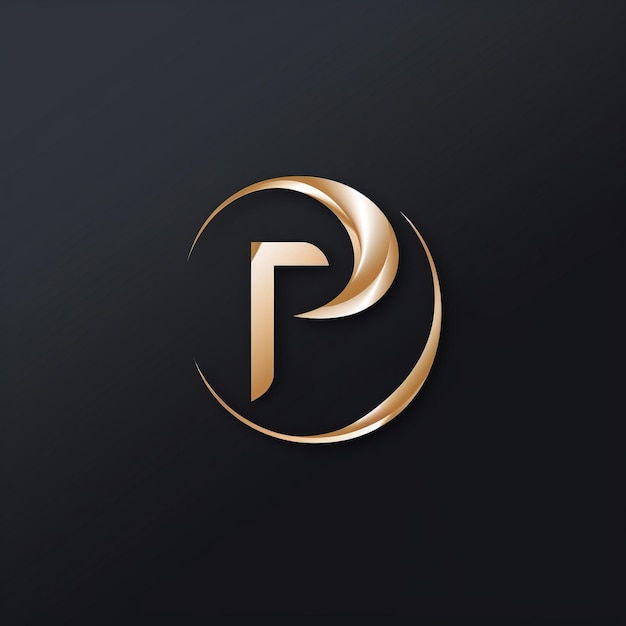 Elegant P Logo Design With Gold Swirl For Marketing Agency