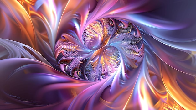 Elegant paars roze blauw oranje gradiënt kleur abstracte bloem achtergrond Fractal kunst